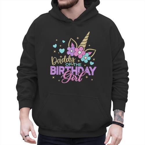 Daddy Of The Birthday Princess Girl Dad Unicorn Bday Party Men Hoodie - Father's Day Fun