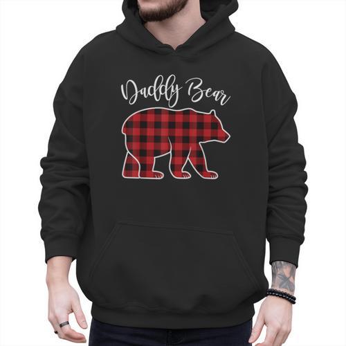 Daddy Dad Bear Pajama Red Buffalo Xmas Family Christmas Men Hoodie - Father's Day Fun