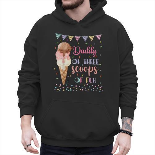 Daddy Dad Ice Cream Third Birthday Three Scoops Of Fun Men Hoodie - Father's Day Fun