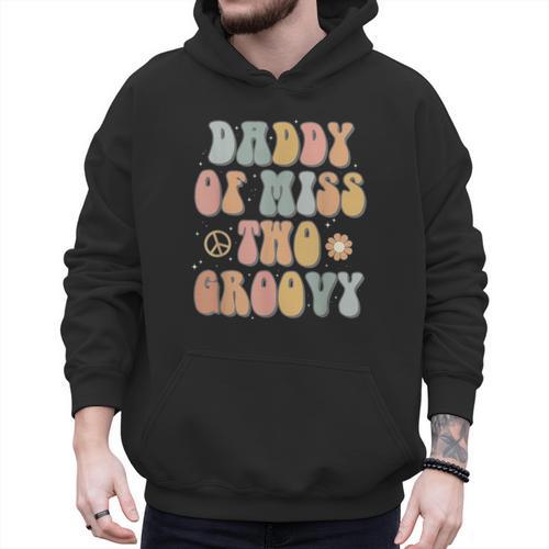 Daddy Dad Two Groovy Second Birthday Retro 2nd Bday Party Men Hoodie - Father's Day Fun