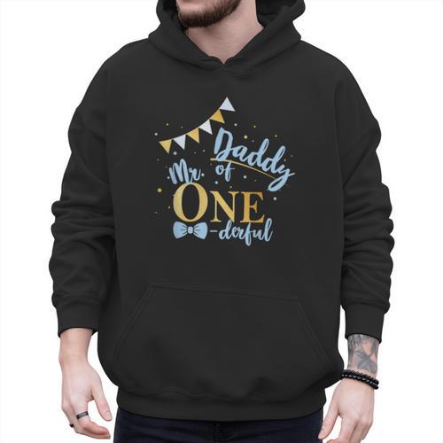 Daddy Of Mr One-Derful Party Blue-Gold Dad Boy 1st Birthday Men Hoodie - Father's Day Fun