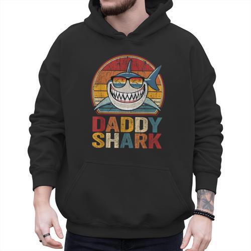 Daddy Shark Retro Shark Shirt Pajamas For Dad Dad Men Hoodie - Father's Day Fun