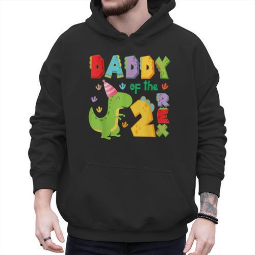 Daddy Of The Two Rex 2Nd Birthday Boy Dinosaur T-Rex Men Hoodie - Father's Day Fun
