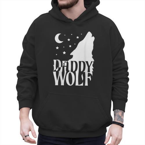Daddy Wolf Matching Family Tribe Wolves Moon Men Hoodie - Father's Day Fun