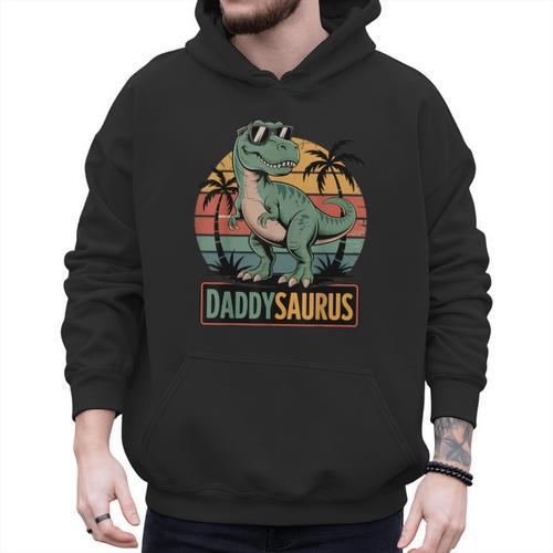 Daddysaurus T Rex Dinosaur Daddy Saurus Family Matching Dad Men Hoodie - Father's Day Fun