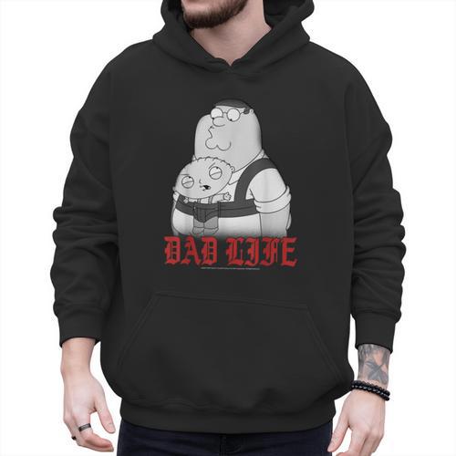 Family Guy Peter Stewie Dad Life Distressed Big Chest Logo Men Hoodie - Father's Day Fun