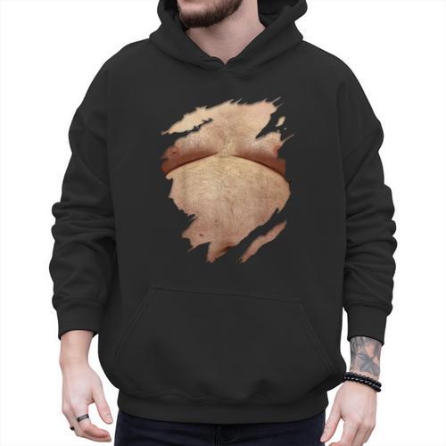 Fat Hairy Guy Big Stomach & Man Boobs Fat Dad BOD Men Hoodie - Father's Day Fun