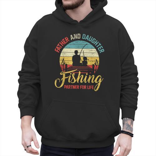 Father Daughter Fishing Partner For Life Retro Matching Dad Men Hoodie - Father's Day Fun