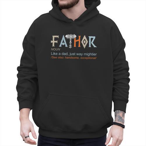 Fathor Like a Dad Just Way Mightier Father's Day Viking Men Hoodie - Father's Day Fun