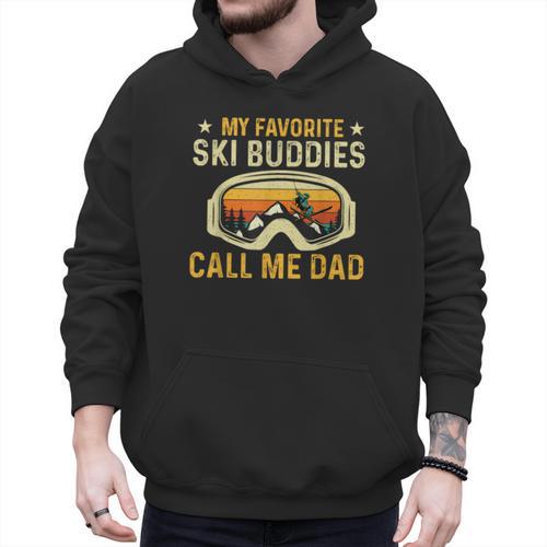My Favorite Ski Buddies Call Me Dad Skier Skiing Lover Men Hoodie - Father's Day Fun