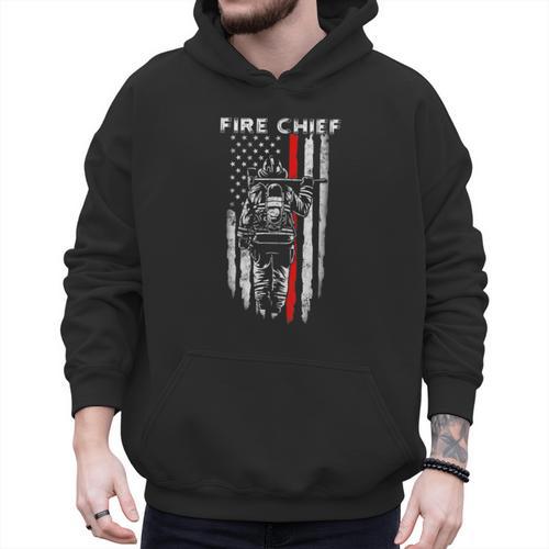 Fire Chief American Flag Gifts For Fire Chief Dad Grandpa Men Hoodie - Father's Day Fun