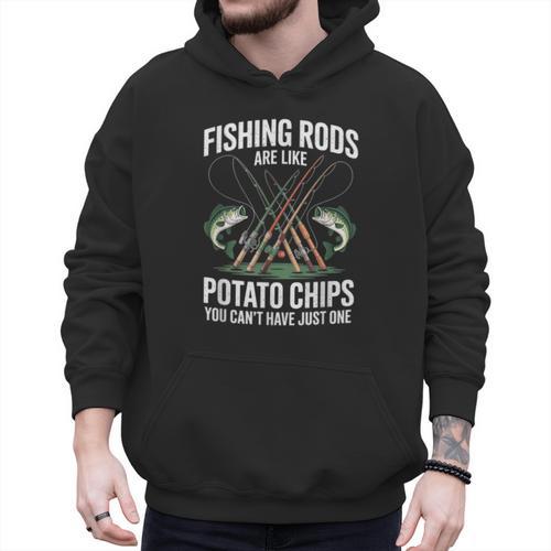 Fishing Rods Are Like Potato Chips Dad Fisherman Men Hoodie - Father's Day Fun