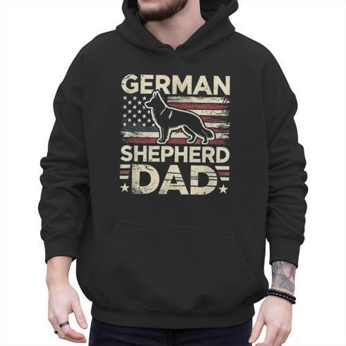German Shepherd Dad Shirt American Flag German Shepherds Men Hoodie - Father's Day Fun