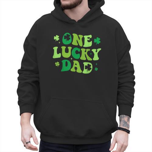 Groovy St Patrick's Day Apparel One Lucky Dad Shirt Small Modern Groovy St Patrick's Day Shirt Men Hoodie - Father's Day Fun