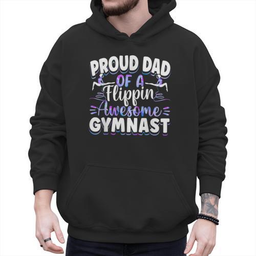 Gymnastics Watercolor Proud Dad Of A Flippin Awesome Gymnast Men Hoodie - Father's Day Fun