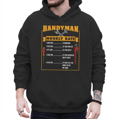 Handyman Hourly Rate Fathers Day Dad Men Hoodie - Father's Day Fun