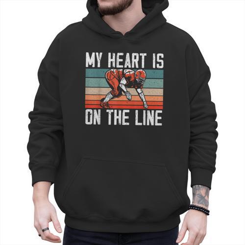 My Heart Is On The Line Football Mom Dad Offensive Lineman Men Hoodie - Father's Day Fun
