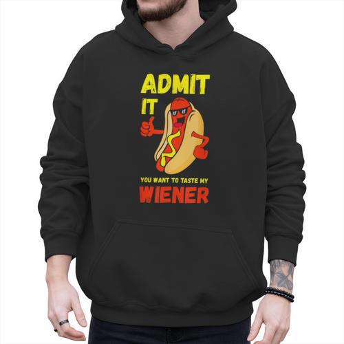 Hilarious Hot Dog Dad Joke Text Pun Dirty Joke -Barbecue Men Hoodie - Father's Day Fun