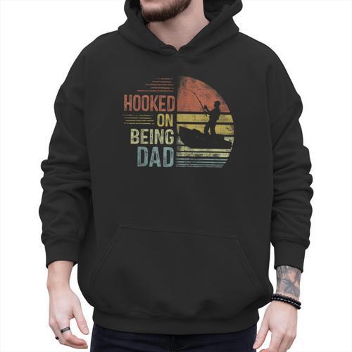 Hooked On Being Dad Fishing Dad Father's Day Men Hoodie - Father's Day Fun