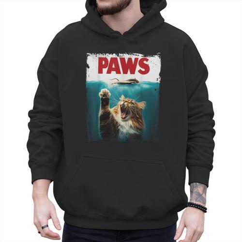 Humorous Paws Parody Cat Mouse For Cat Lover Cat Mom Cat Dad Men Hoodie - Father's Day Fun