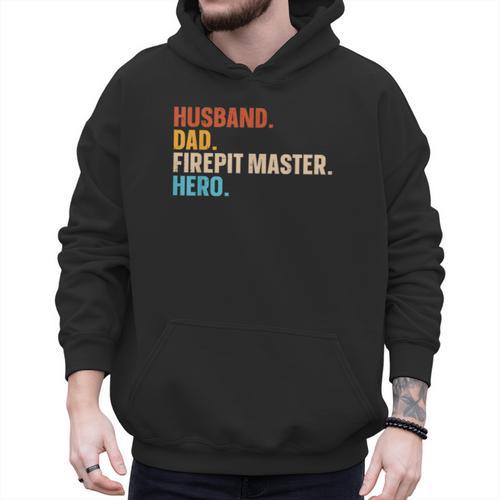 Husband Dad Firepit Master Hero Men Hoodie - Father's Day Fun