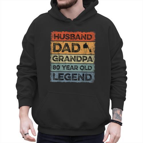 Husband Dad Grandpa 80 Year Old Legend 80th Birthday Vintage Men Hoodie - Father's Day Fun