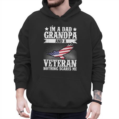 I'm A Dad Grandpa And A Veteran US Flag Veterans Day Men Hoodie - Father's Day Fun