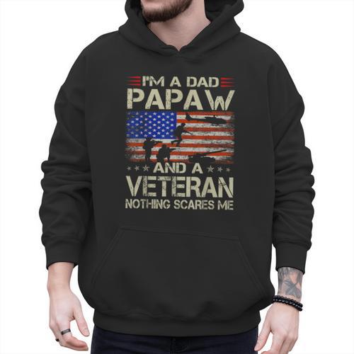 I'm A Dad Papaw And Veteran Retro Dad Papa Grandpa Men Hoodie - Father's Day Fun