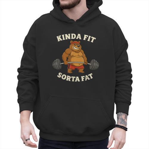 Kinda Fit Sorta Fat Gym Dad BOD Workout Apparel Men Hoodie - Father's Day Fun