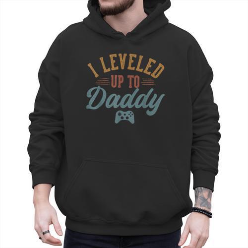 Leveled Up To Daddy Father To Be New Dad Men Hoodie - Father's Day Fun