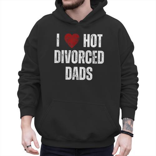 I Love Hot Divorced Dads Red Hearts Men Hoodie - Father's Day Fun