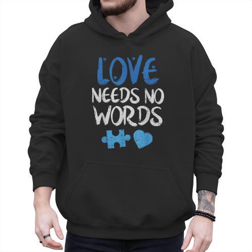 Love Needs No Words Autism Awareness Shirt Mom Dad Teacher Men Hoodie - Father's Day Fun