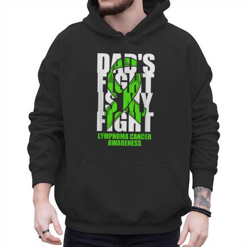 Lymphoma Cancer Awareness Lime Green Ribbon Dad's Fight Men Hoodie - Father's Day Fun