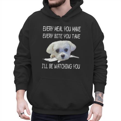 Maltese Dog Watching Owner Quote Puppy Mom Dad Men Women Girls Kids Men Hoodie - Father's Day Fun