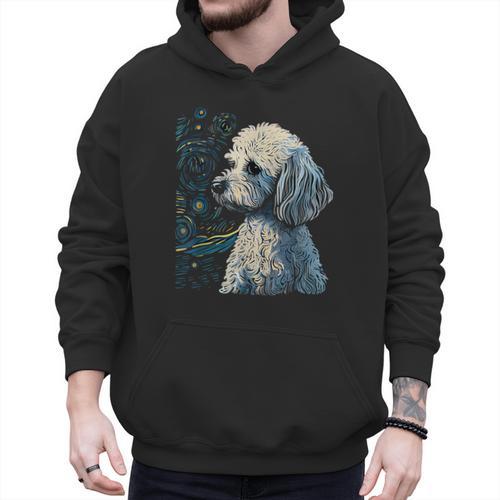 Maltipoo Starry Night Van Gogh Maltipoo Mom Dad Owner Men Hoodie - Father's Day Fun
