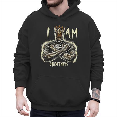 I Am Man King Powerful Dad Afro Melanin Men Hoodie - Father's Day Fun