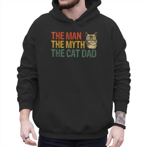 The Man The Myth The Cat Dad Cat Daddy Vintage Men Hoodie - Father's Day Fun