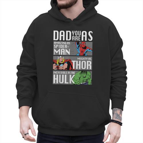 Marvel Father's Day Spider-Man Thor Hulk Dad Attributes Men Hoodie - Father's Day Fun