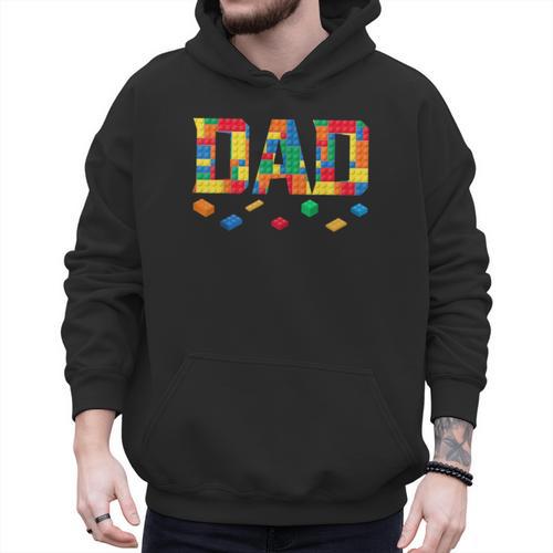 Master Builder Dad Birthday Boy Building Bricks Blocks Daddy Men Hoodie - Father's Day Fun