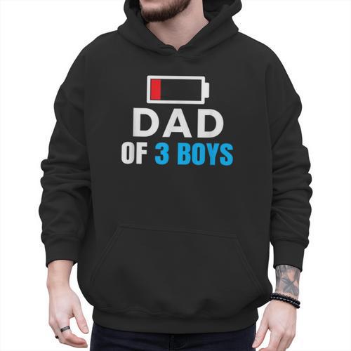 Matching Father's Day Low Battery Dad Of 3 Boys Men Hoodie - Father's Day Fun