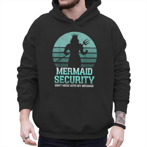Mermaid Security Vintage Birthday Party Dad Father Day Men Hoodie - Father's Day Fun