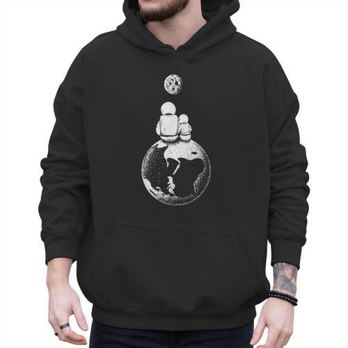 Moon And Astronaut Dad And Baby Space For Father's Day Men Hoodie - Father's Day Fun