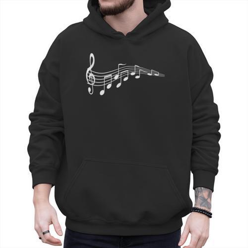 Musical Notes Music Dad Text In Treble Clef T-Shirt T-Shirt Men Hoodie - Father's Day Fun