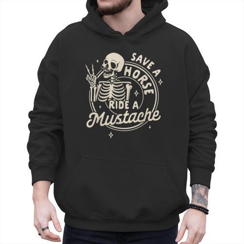Mustache Dad Father’s Day Save A Horse Ride A Mustache Men Hoodie - Father's Day Fun