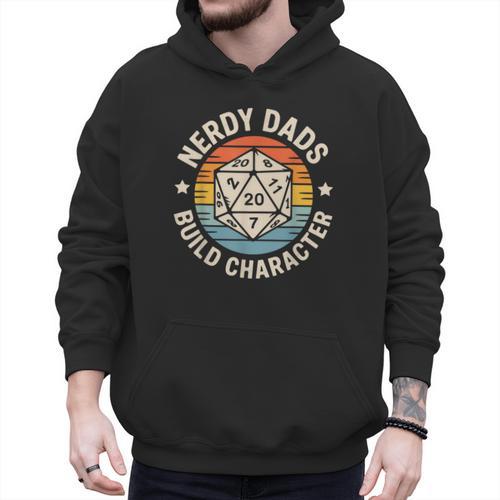 Nerdy Dads Build Character RPG Gaming Father's Day For Dad Men Hoodie - Father's Day Fun