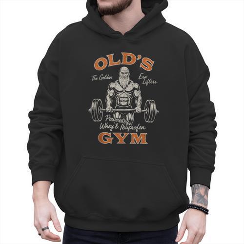 Old's Gym Logo Workout Dad Grandpa Weightlifting Old Men Gym Men Hoodie - Father's Day Fun