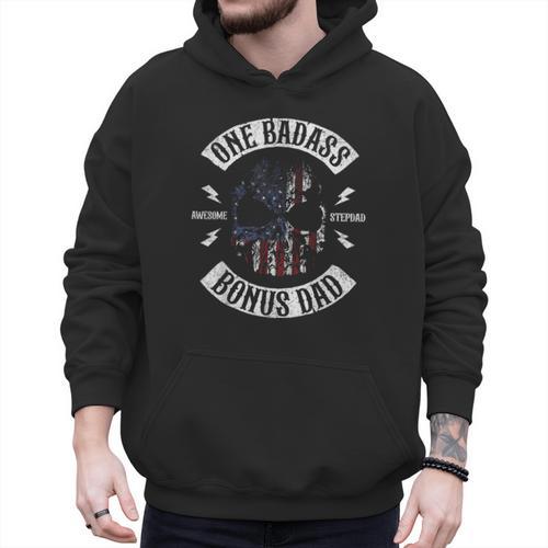 One Badass Bonus Stepdad Birthday Step Dad Men Hoodie - Father's Day Fun