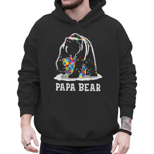 Papa Bear Autism Awareness Autism Matching Family Dad Men Hoodie - Father's Day Fun