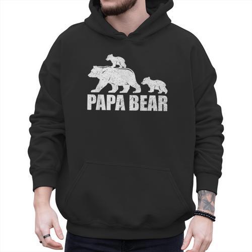 Papa Bear Two Cubs Shirt Daddy Bear Twin Tshirt Papa 2 Kids Men Hoodie - Father's Day Fun