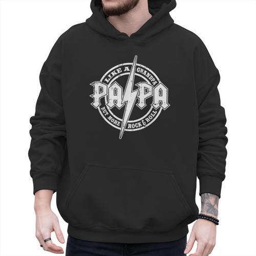 Papa Like A Grandpa Fathers Day Rocker Dad Rock Music Men Men Hoodie - Father's Day Fun
